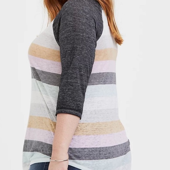 Torrid vintage burnout multi stripe raglan tee - Picture 4 of 7